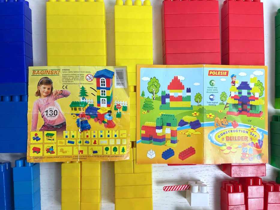 Duży zestaw plastikowych klocków (używane) + SAMOCHODZIKI