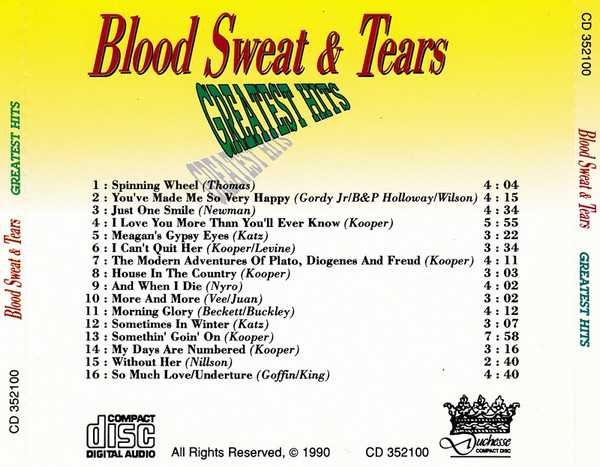 Blood, Sweat And Tears ‎– Greatest Hits CD - 1990 - como NOVO