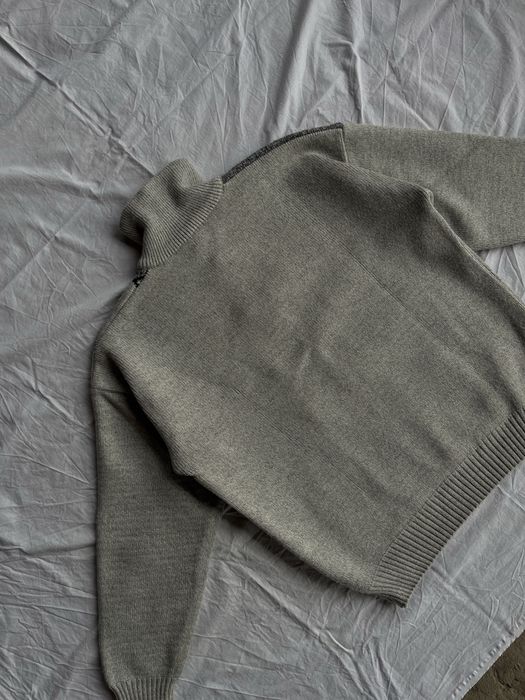 Мужской винтажный свитер на молнии Vintage Half Zip Knit Sweater Y2K Grey  Boxy Fit
