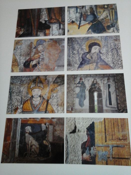 Conjunto 8 postais Frescos Século XV Igreja Vila Marim