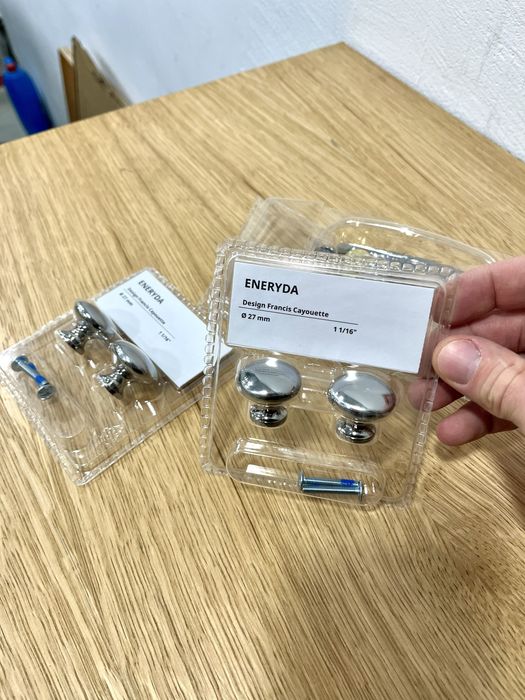 Uchwyty IKEA ENERYDA chrom 335 mm – 2 pełne komplety + 1 sztuka