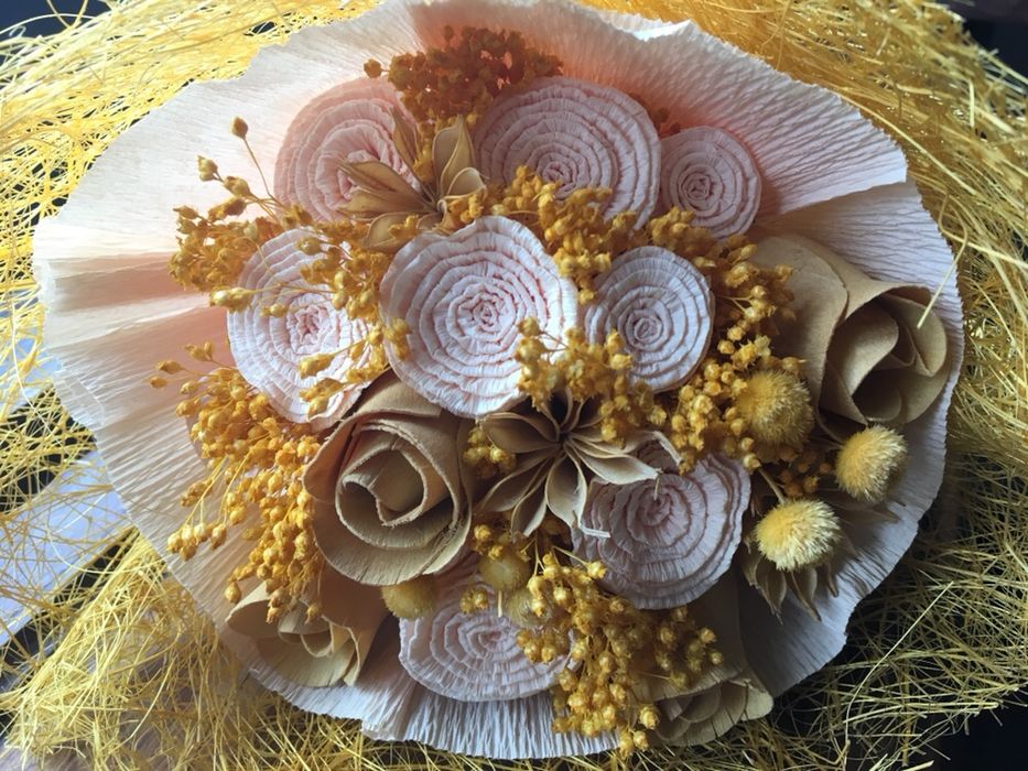 Ramo flores amarelas artificial decorativo
