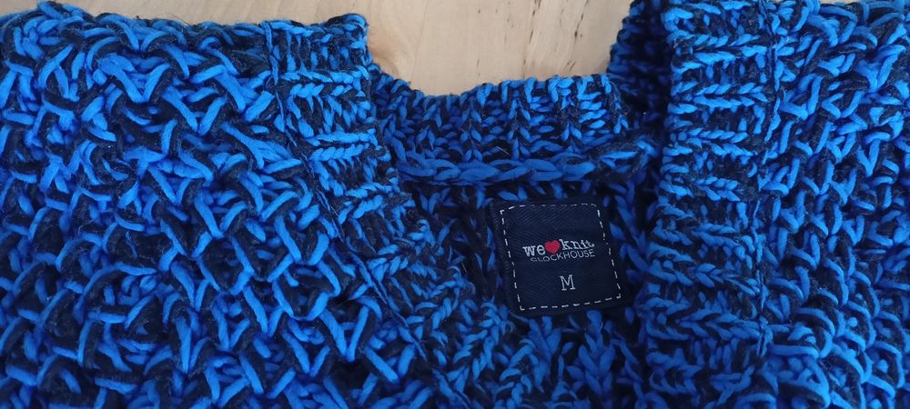 Sweter gruby niebiesko-czarny clockhouse