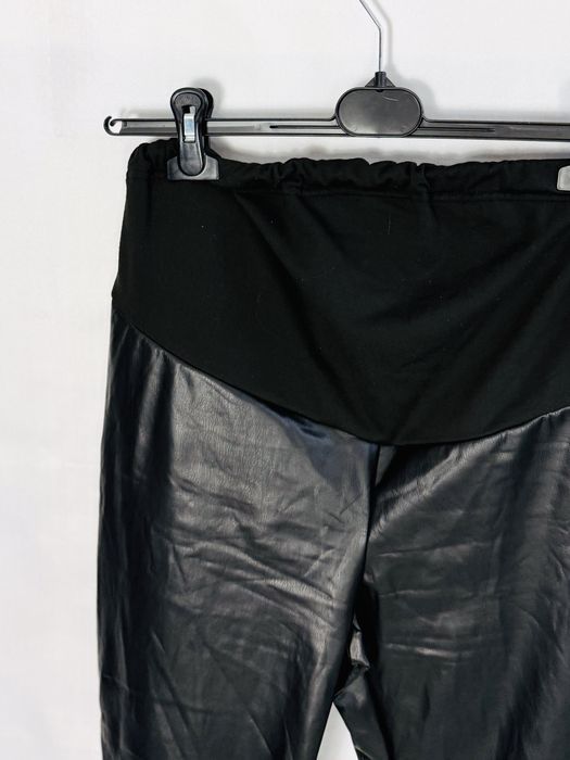 Czarne legginsy ciążowe skórzane M 38