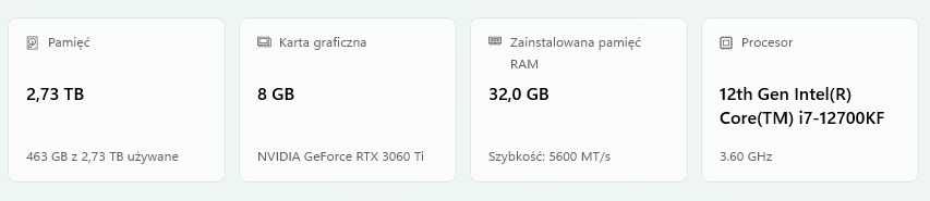 Komputer stacjonarny 32 GB RAM DDR5, I7-12700kf, 3060TI
