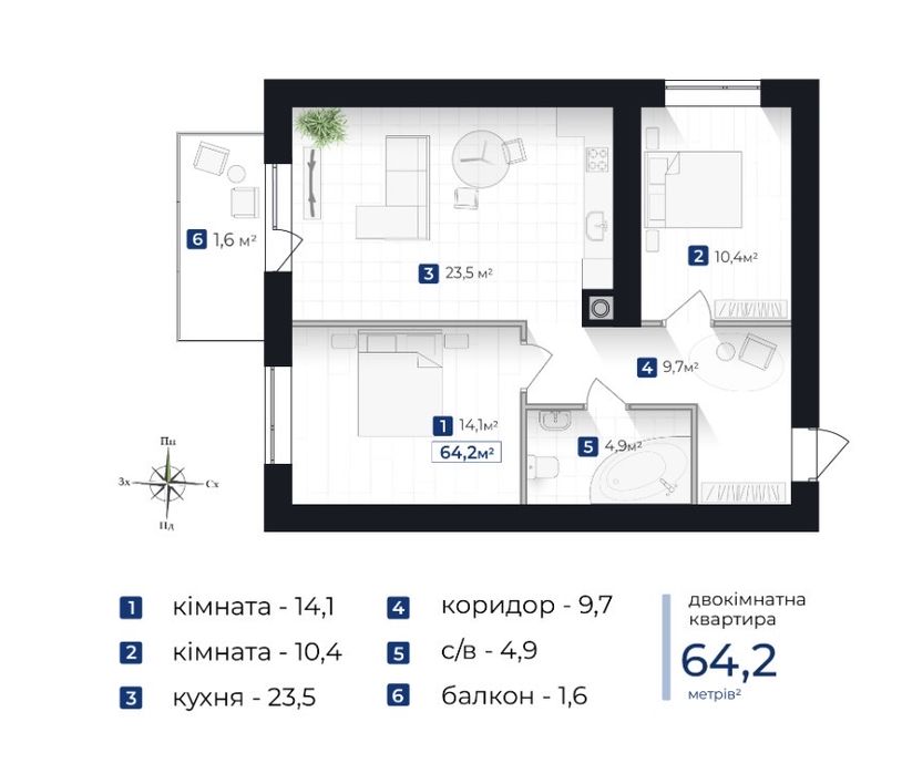 2-кім. квартира на індивід. газовому опаленні