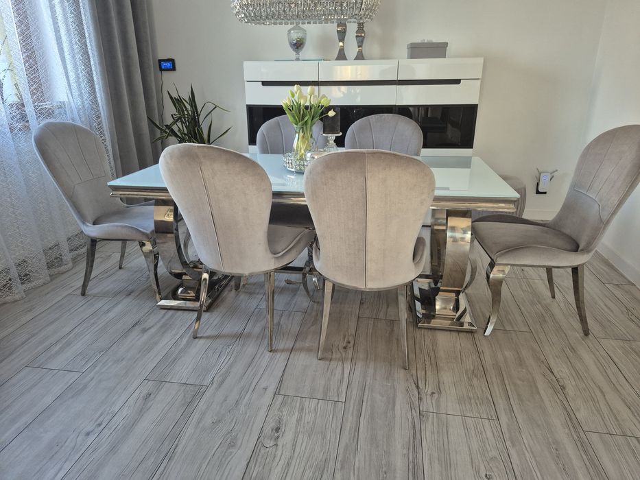 Stol+6 krzeseł glamur