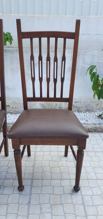 Conjunto ​4 Cadeiras de Sala de Jantar em Madeira Maciça / Vintage Retro