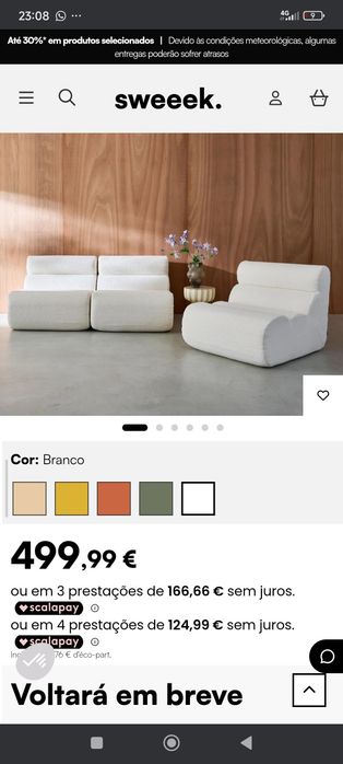 Nova Boucle sofa modular 3 lugares