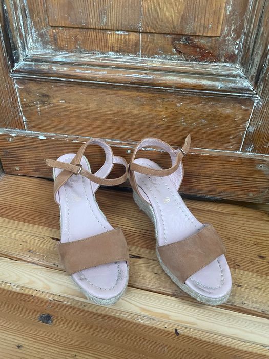 Pretty Ballerinas koturny Deborah sandały espadryle skóra skórzane