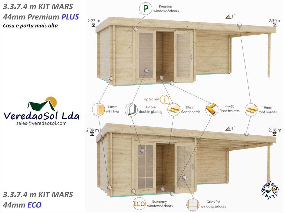 Casa Madeira MARS-Eric 25m² - 28/44mm  c. soalho 19mm - Terraço 12.4m²