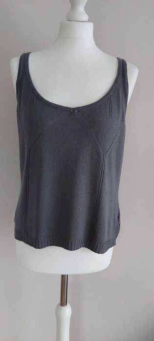 Simple r.44 szara koszulka na ramiączkach wiskoza+wełna+kaszmir