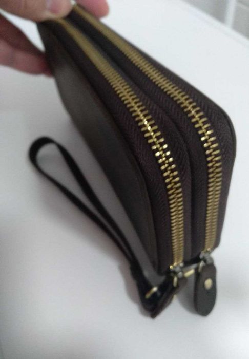 Клатч кожаный, вместительный, большой, стильный, удобный
