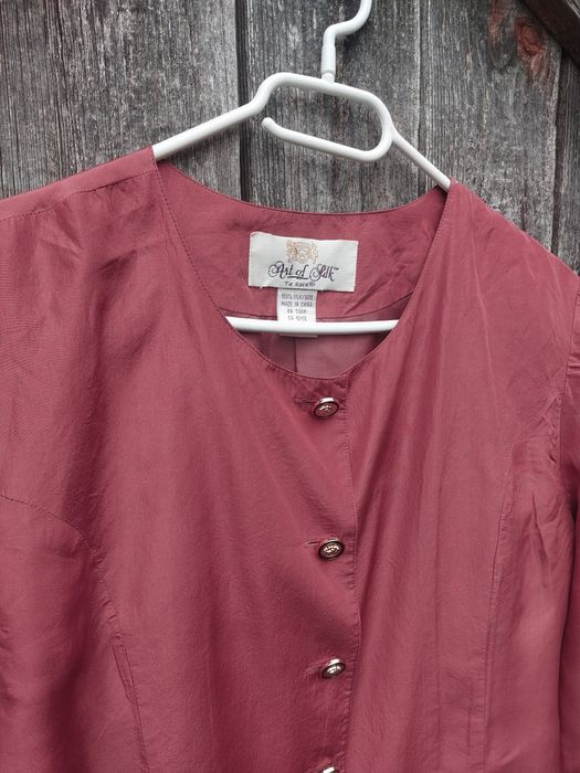 Jedwabny żakiet vintage jedwab silk na guziki