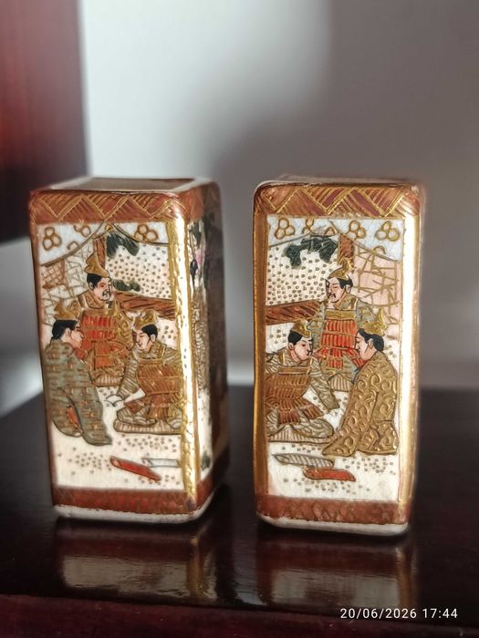 Paliteiros Satsuma Cerâmica Japonesa Meiji 4,5 cm