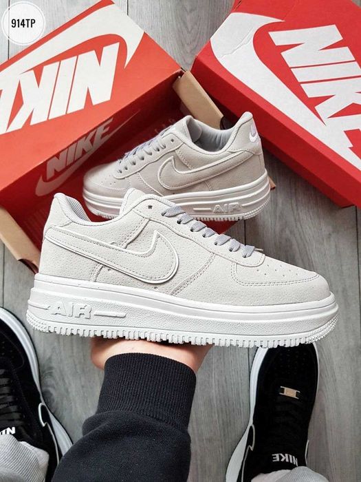Кроссовки Nike Air Force 1 Low VEGAN Suede Light Grey perforation 1
