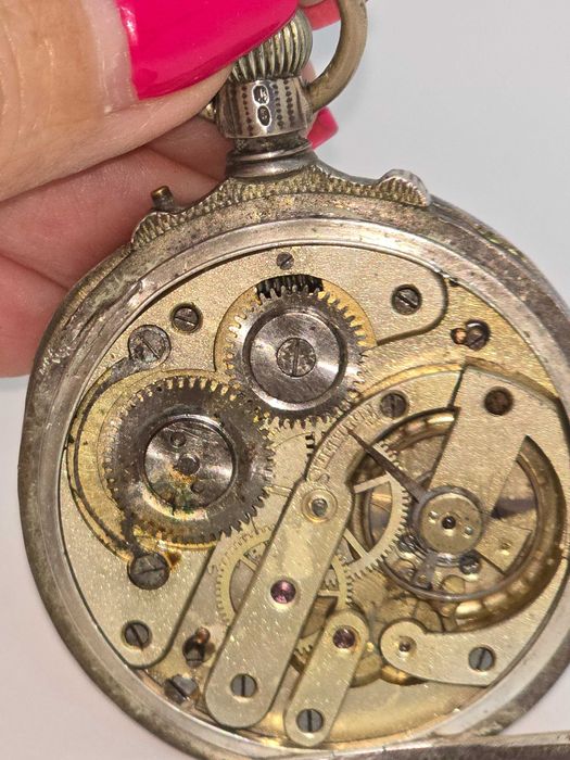 Relógio Bolso Prata Remontoir Double plateau 15 rubis Suíço funciona