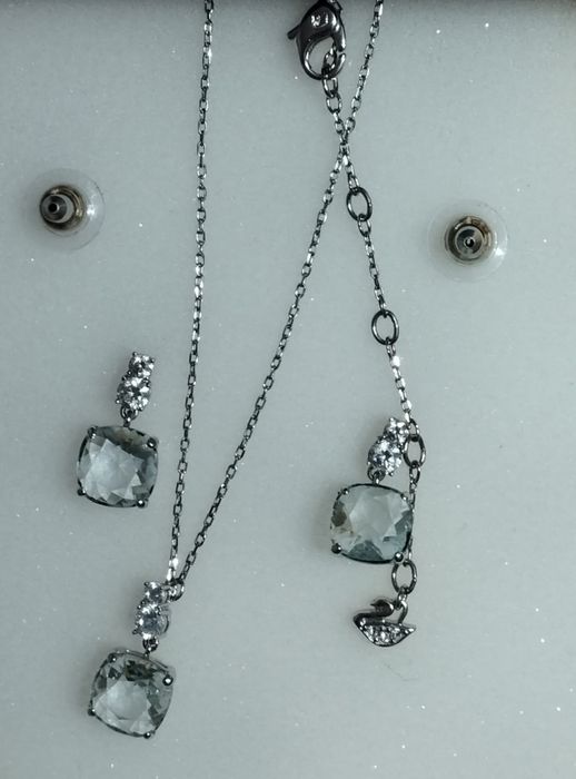 Swarovski zjawiskowy Oryginalny kolczyki naszyjniki zestaw duże oczko