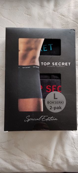 Wyprzedaż nowe Top Secret Majtki Bokserki czarny rozmiar L 95% bawełna