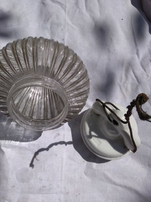 Lampa sufitowa antyczna porcelanowa szklana