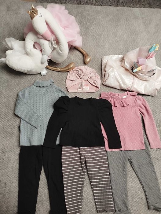 Zestaw h&m legi bluzki next j nowe i nowe 74/80 prążek czarna