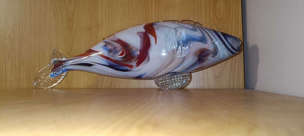 Szklana ryba figurka szkło kolorowe PRL
