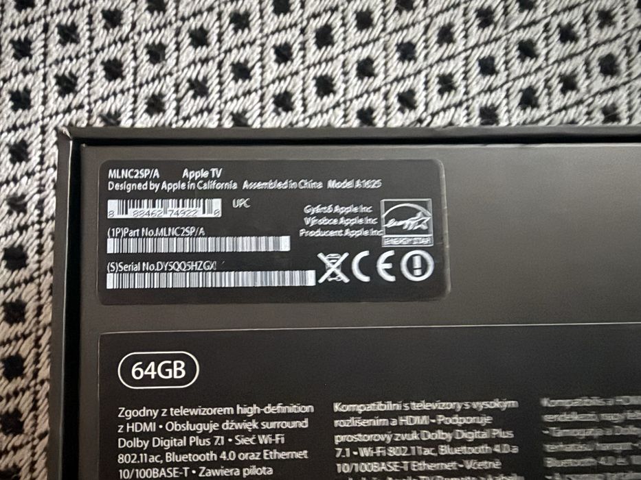 Apple TV 4 gen HD A1625