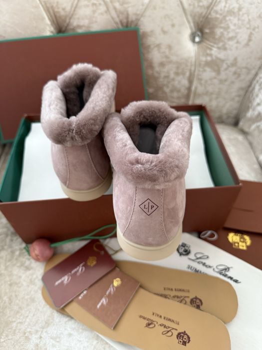 Хутряні лофери бежеві зимові жіночі теплі loro piana