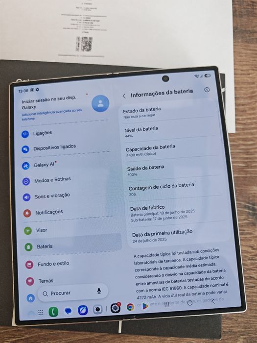 Samsung Z Fold 7 5G 6.5" 12GB/512GB Dual Sim Branco Seminovo C/Garantia Aceito Retomas