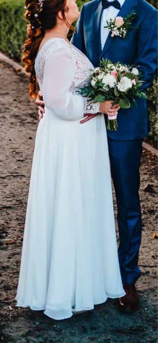 Suknia slubna boho koronka muslin rozmiar 38 40 42