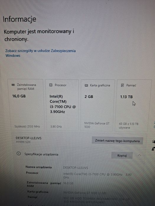 Komputer stacjonarny i3 kompletny monitor, klawiatura, myszka , stacja