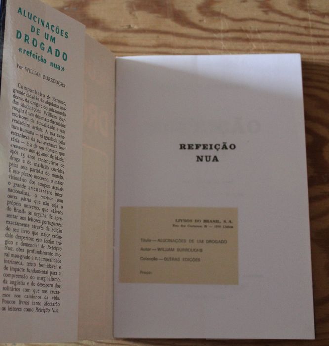 Livro "Alucinações de um Drogado 'Refeição Nua' ", William Burroughs