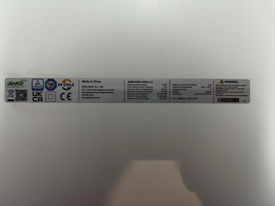 Продам сонячні панелі Jinko Solar JKM410M-54HL4-V Mono PERC Half-Cell