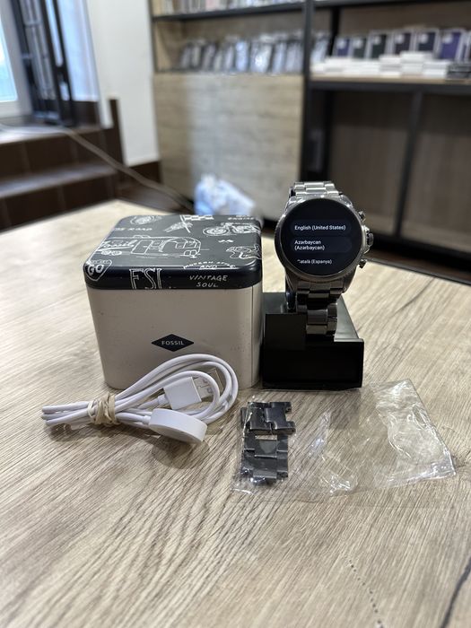 Смарт-годинник Fossil Gen 6 44mm Smoke Stainless Steel ЯК НОВИЙ 150$