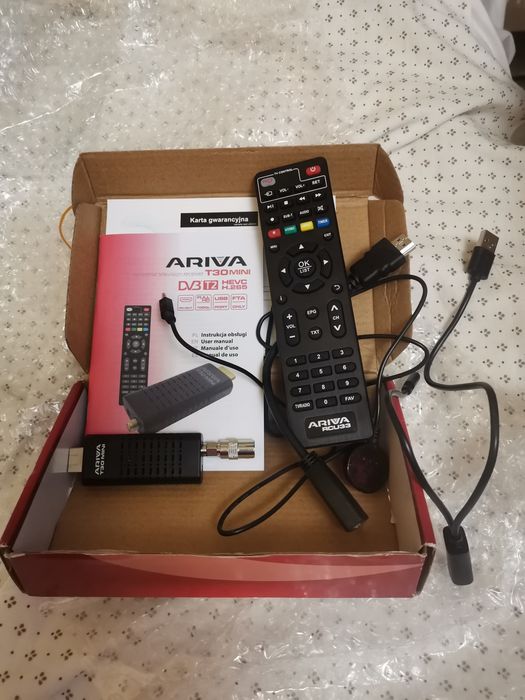 Ferguson Ariva T30 MINI DVB-T2 H.265 HEVC dekoder tuner pilot komplet