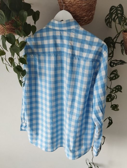 Bawełniana męska koszula w kratkę, błękitna, niebieska, kratka, r.XL B