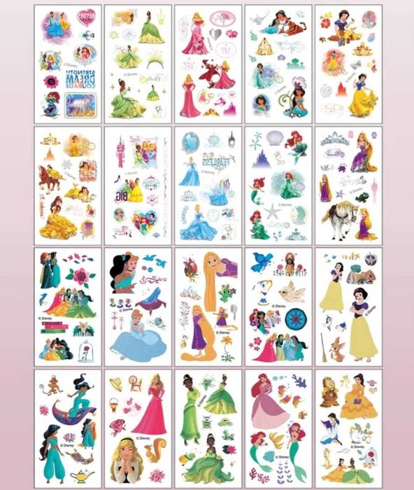 Tatuaże tymczasowe Ariel Aurora Jasmina 5 arkuszy!