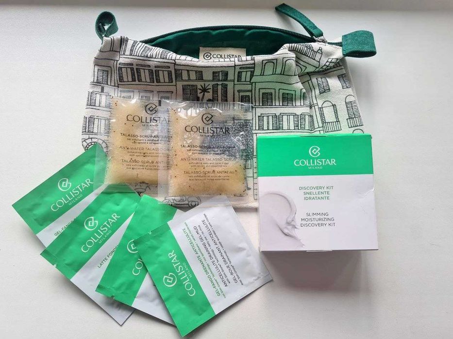 Collistar Скраб, Молочко для тіла, Флюїд + Косметичка - набір