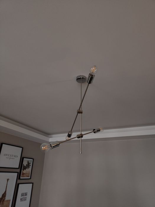 Lampa wisząca srebrna 4 punkty światła + żarówki
