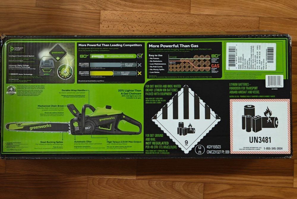 Безщіткова ланцюгова пила Greenworks 80v