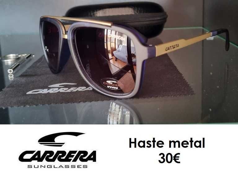 Óculos de sol Carrera pretos haste metal - 4 cores disponíveis