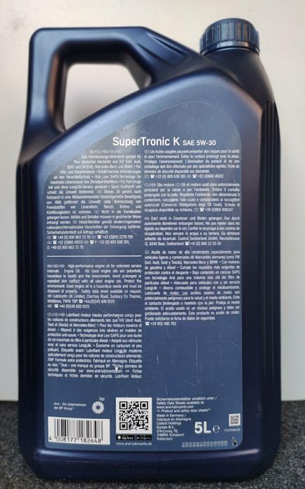 ARAL SuperTronic K 5W30 (4л./5л.) Моторное масло Подбор фильтров