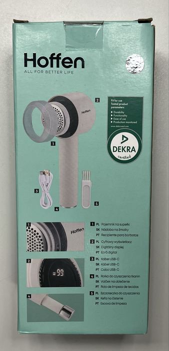 Golarka do ubrań Hoffen bezprzewodowa LED USB-C beżowa