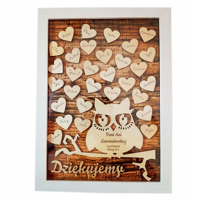 Ramka SOWA z serduszkami na dzień nauczyciela A4 RP583