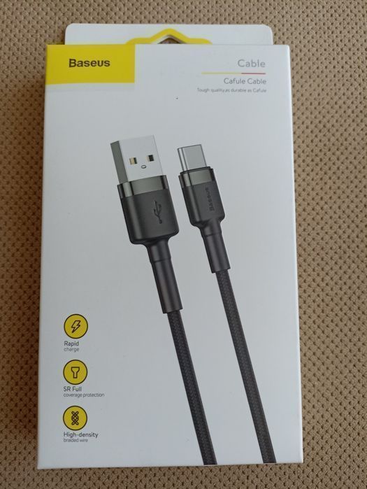 Przewód kabel USB C baseus 2m w oplocie 2A super mocny wytrzymały nowy