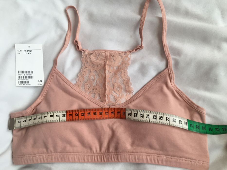 H&M , 158 cm, top, biustonosz,stanik, braletka bez fiszbin, nude róż