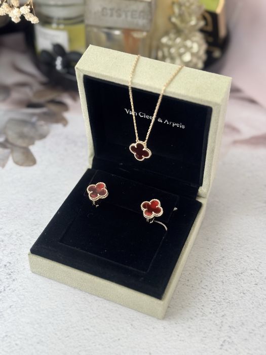 Сет в стилі Van cleef, набір ван кліф (сережки, підвіска, браслет)