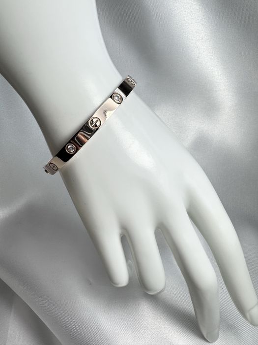 Золотий браслет у стилі Cartier з цирконієм