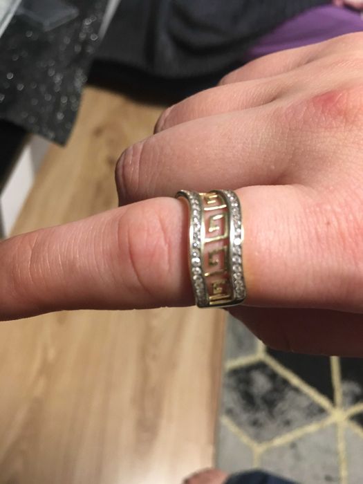 śliczny pierścionek złoty ala versace próba 585, 3,08 gram