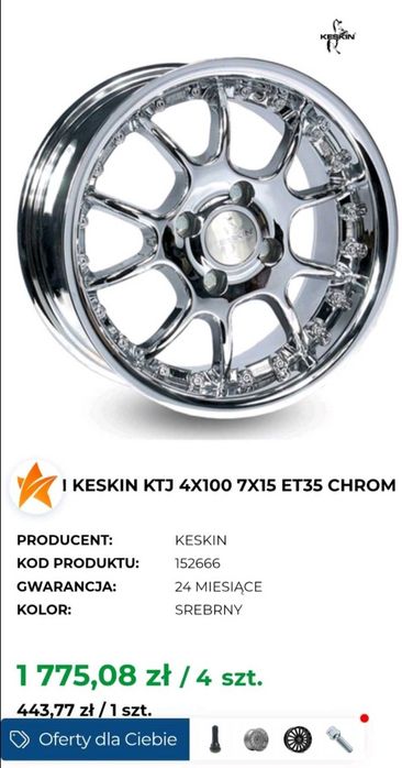 К/т литих дисків R15 4x100 Chrom